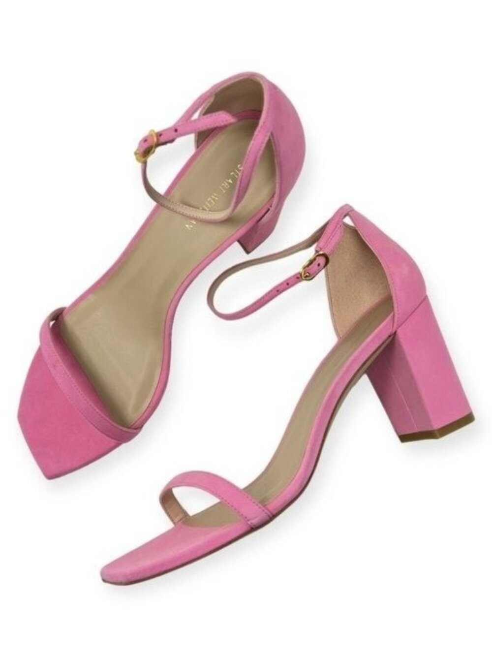 NEW Stuart Weitzman Amelina Pink Suede Ankle Strap Heels Size 10